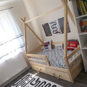 Łóżko Tipi z szufladą – barierka pozioma