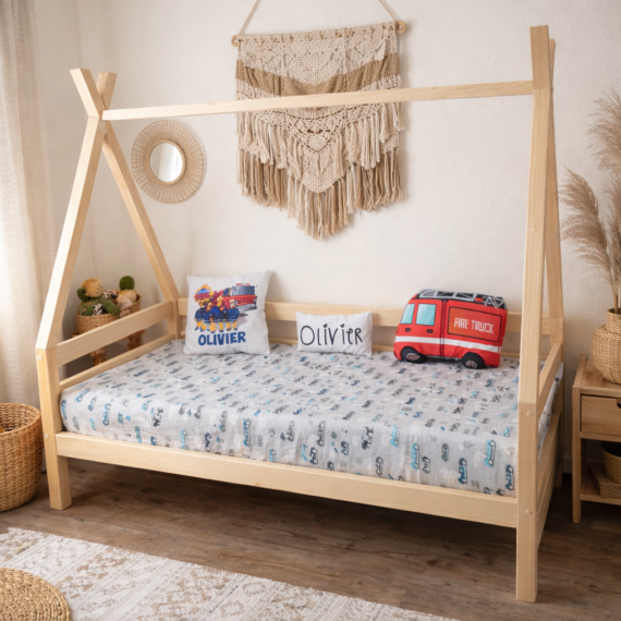 Łóżko Tipi bez szuflady - barierka pozioma