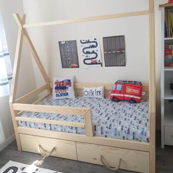 Łóżko Tipi z szufladą - barierka pozioma