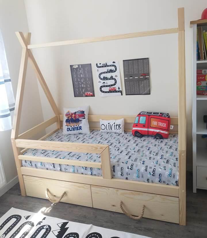 Łóżko Tipi bez szuflady - barierka pozioma - obrazek 4