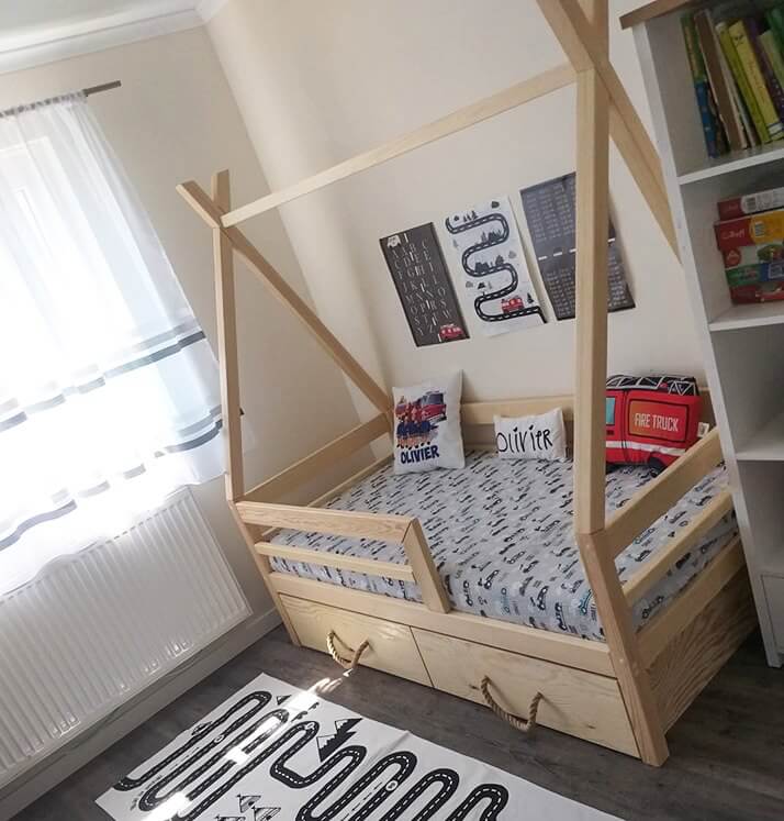 Łóżko Tipi z szufladą - barierka pozioma - obrazek 2
