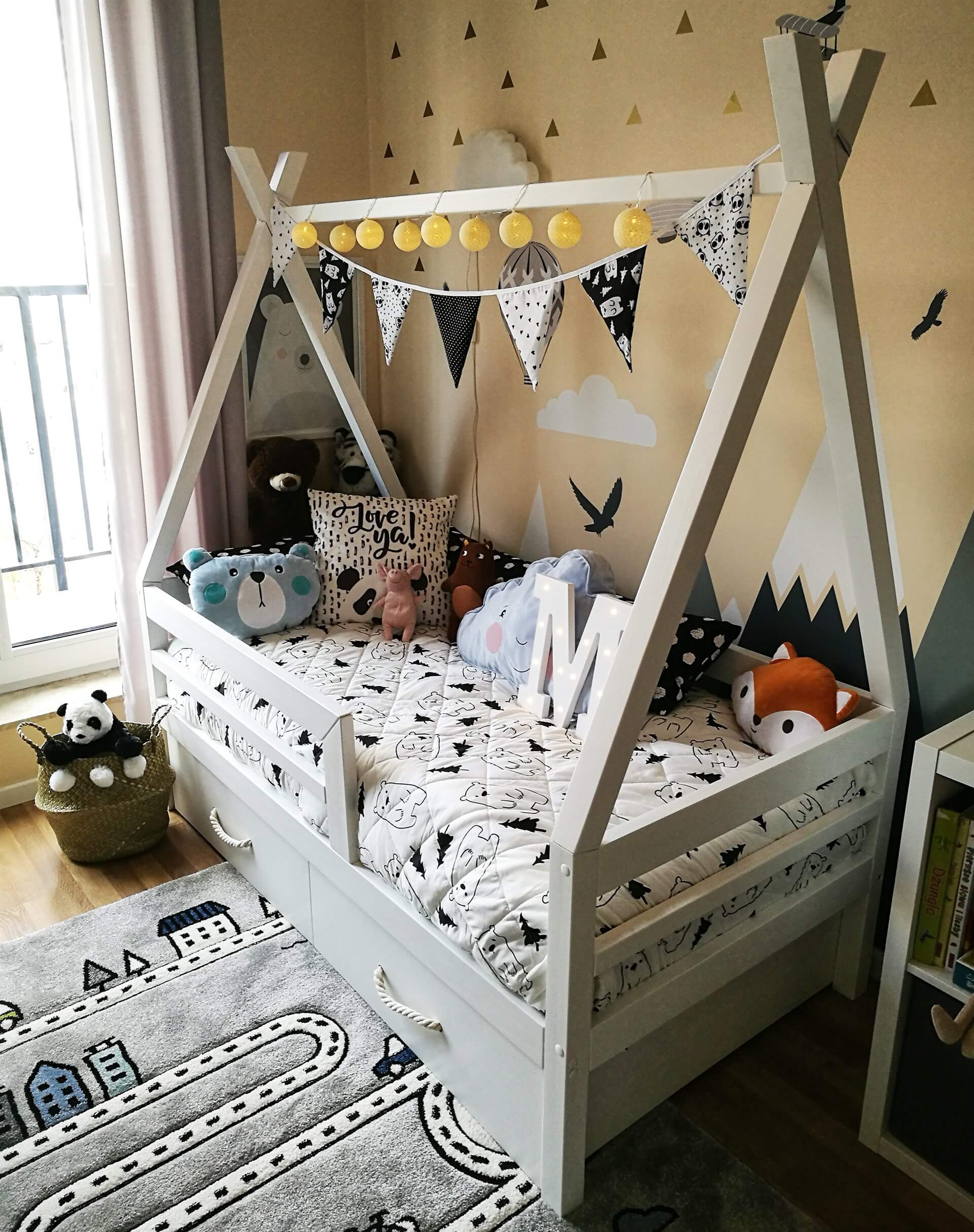 Łóżko Tipi bez szuflady - barierka pozioma - obrazek 2