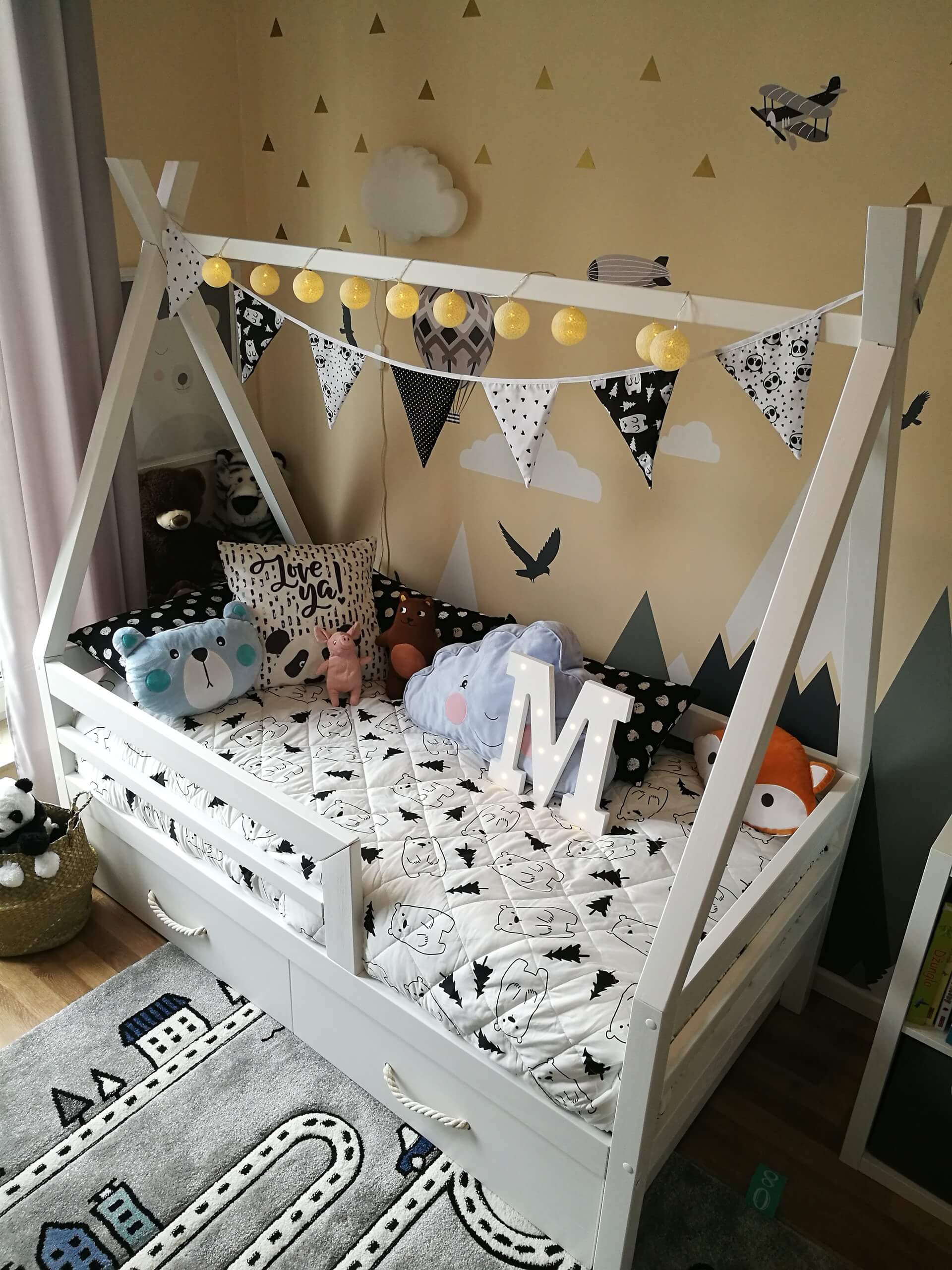 Łóżko Tipi bez szuflady - barierka pozioma - obrazek 3