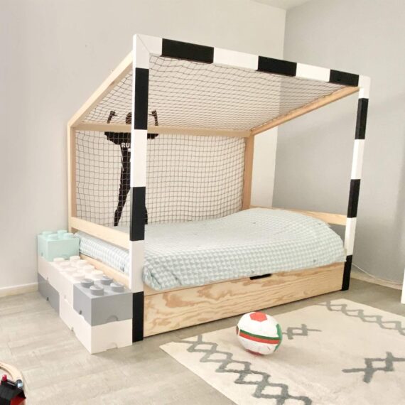 Łóżko piłkarskie bramka z szufladą