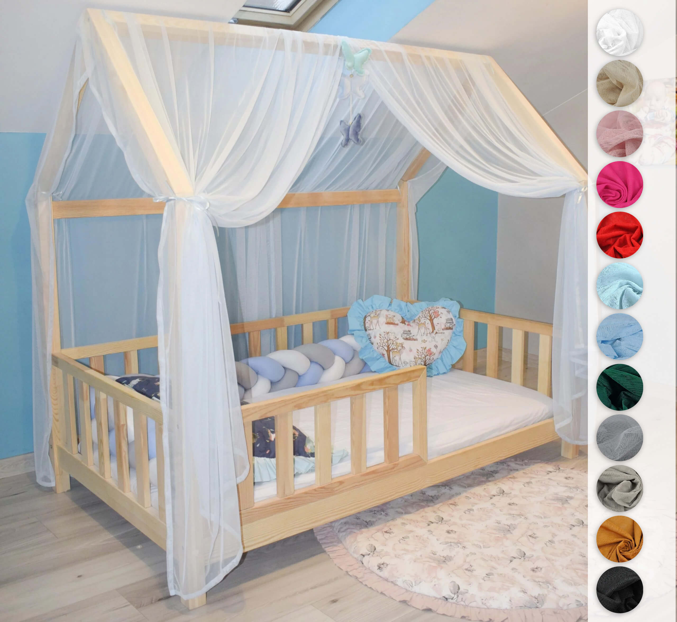 Daszek na łóżko domek - Tiul