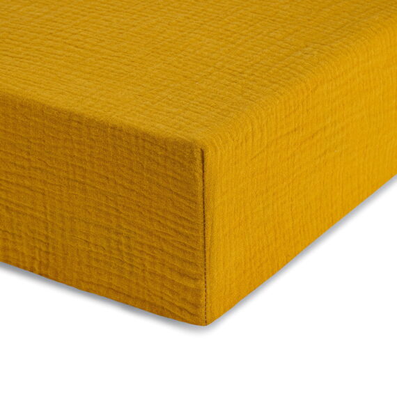 Prześcieradło Muślinowe z Gumką - Musztarda