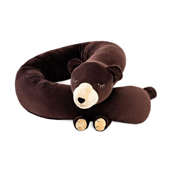 Poduszka wałek miś grizzly – ochraniacz do łóżeczka i przytulanka dla dziecka