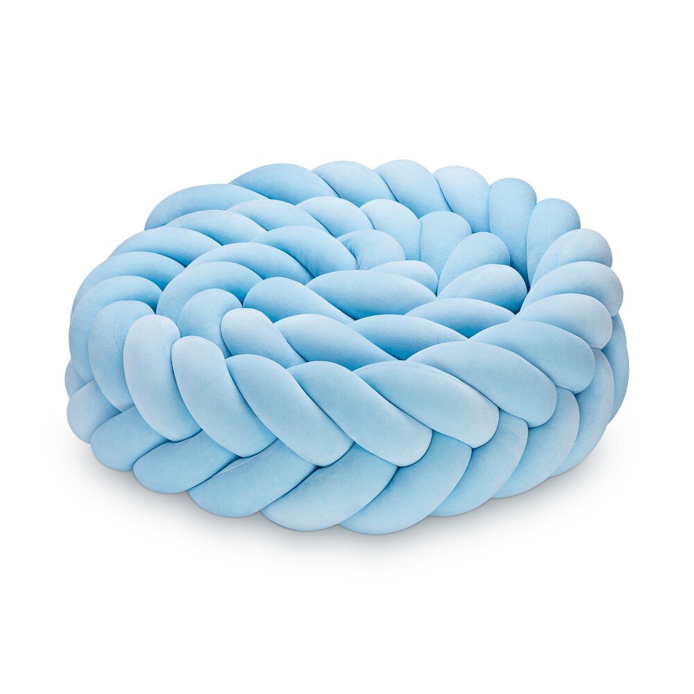 Pleciony ochraniacz do łóżeczka 5-pasmowy (kłos) w kolorze jasnoniebieskim