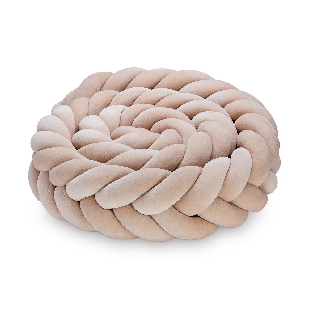 Pleciony ochraniacz do łóżeczka 5-pasmowy (kłos) w kolorze beżowym