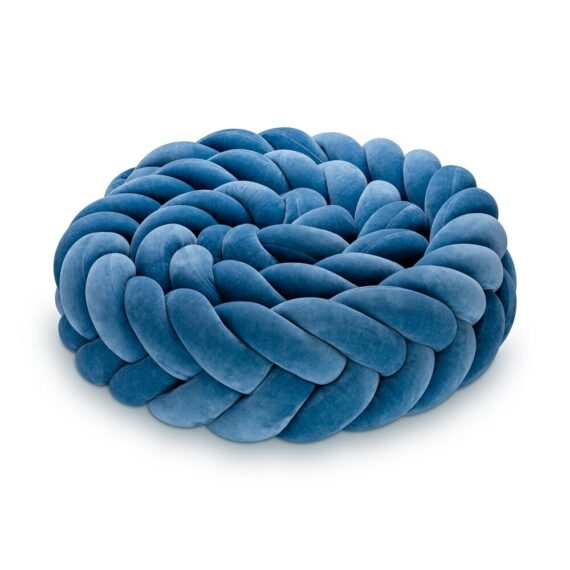 Pleciony ochraniacz do łóżeczka 5-pasmowy (kłos) w kolorze ciemnoniebieskim