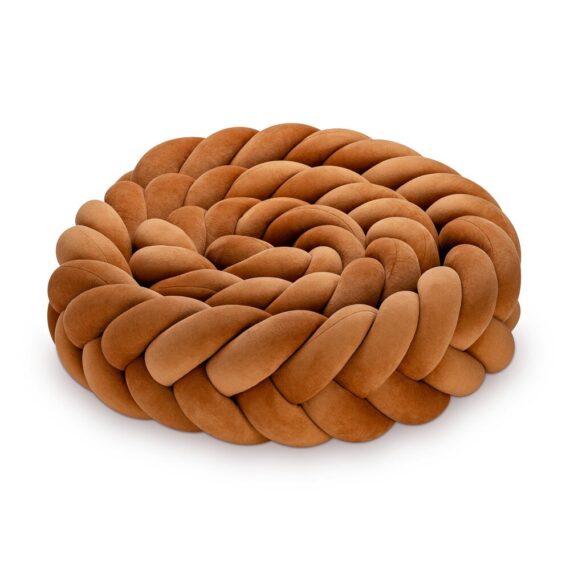 Pleciony ochraniacz do łóżeczka 5-pasmowy (kłos) cynamon