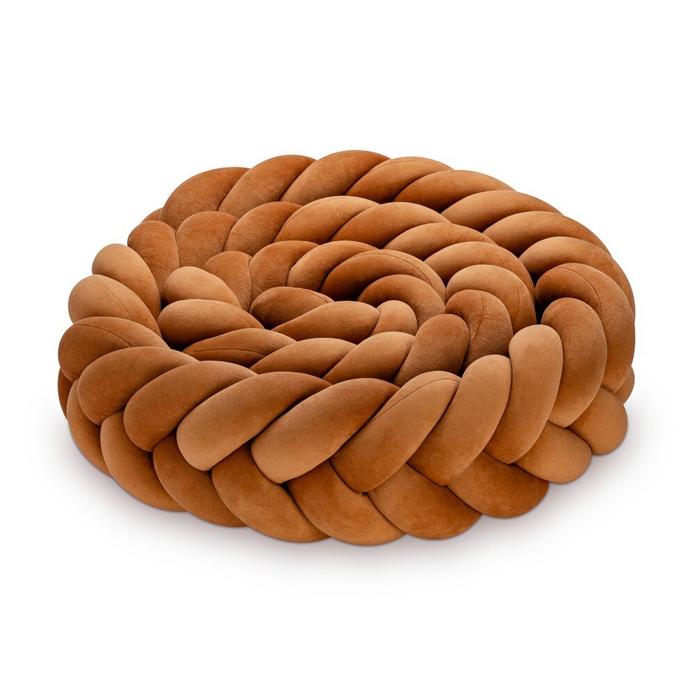 Pleciony ochraniacz do łóżeczka 5-pasmowy (kłos) cynamon