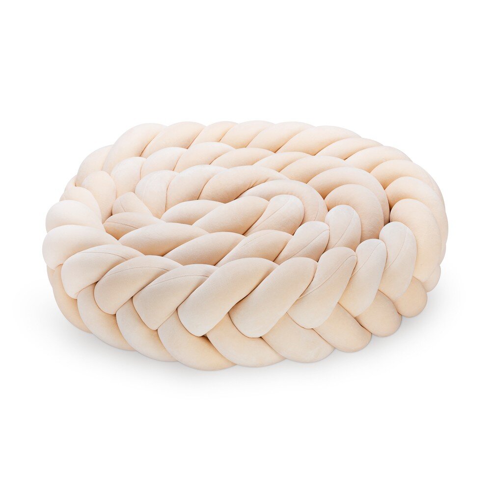 Pleciony ochraniacz do łóżeczka 5-pasmowy (kłos) w kolorze kremowym