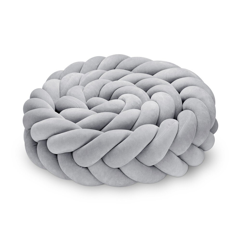 Pleciony warkocz do łóżeczka 5 pasm (kłos) szary