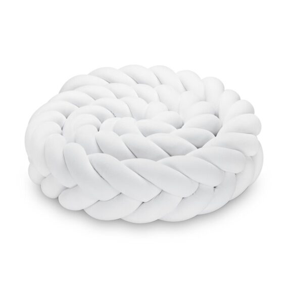 Ochraniacz do łóżeczka dziecięcego – pleciony warkocz z 5 pasm (kłos) z weluru – biały