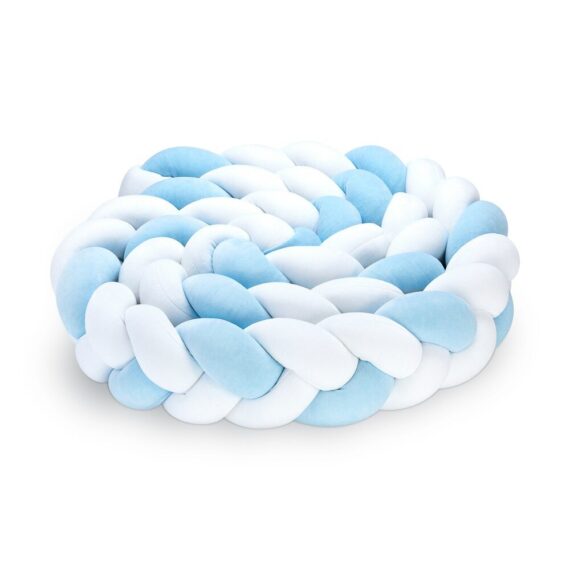 Warkocz do łóżeczka 3 pasma biało-niebieski