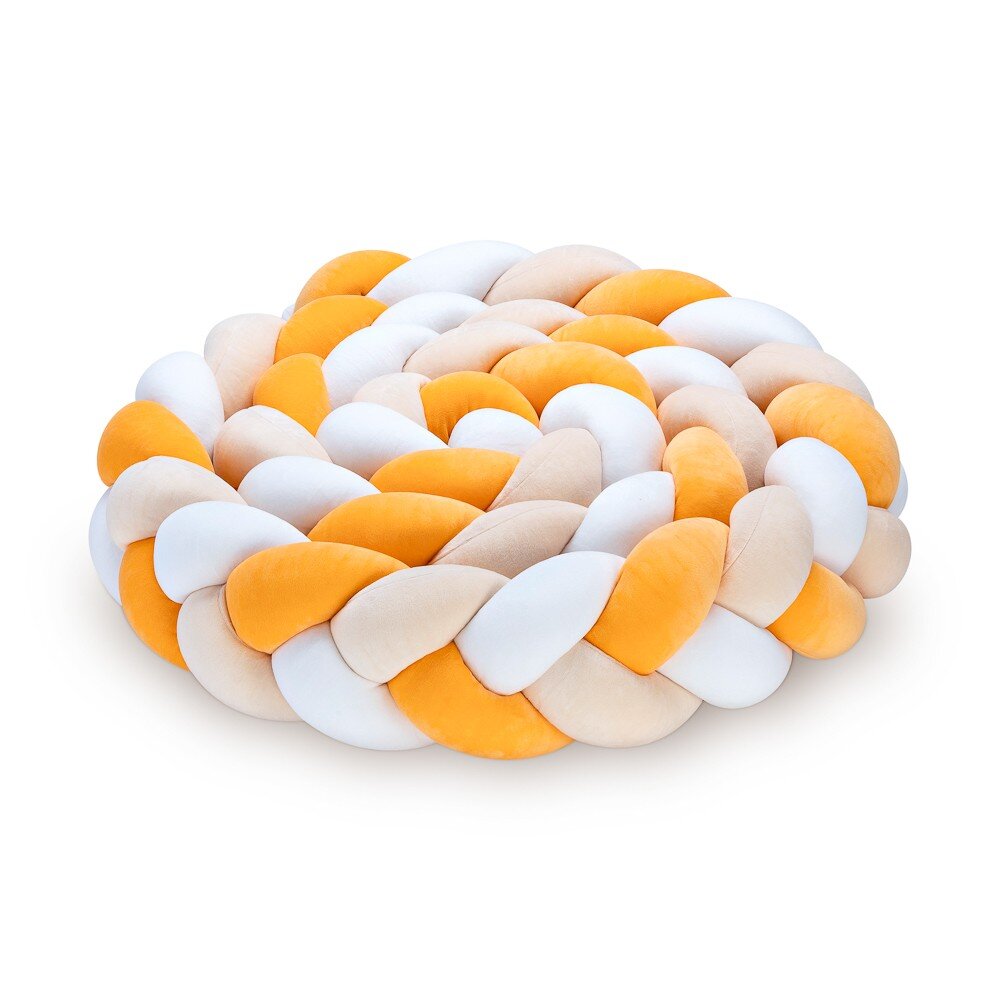 Warkocz do łóżeczka 3 pasma biało-żółto-kremowy